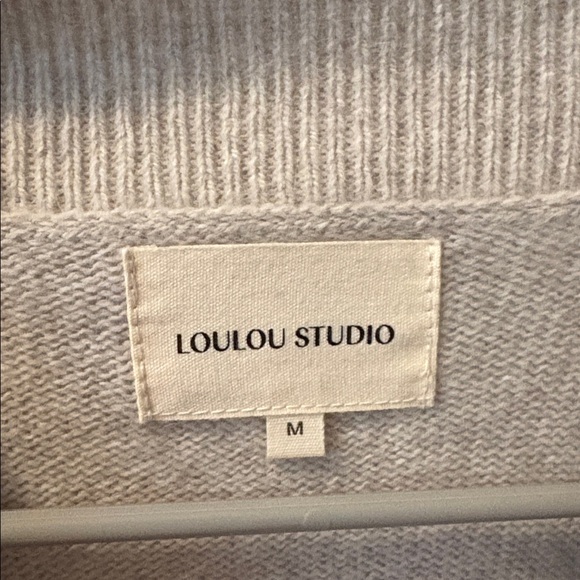 Loulou Studio Short Sleeve Pertusato Wool/Fox/Nylon Blend Sweater - Size Medium - Picture 3 of 7